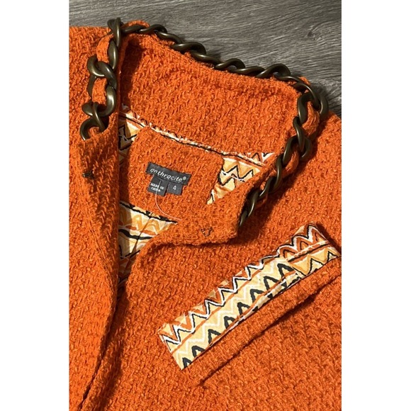 Anthropologie Anthracite Tweed Cropped Burnt Orange Blazer Size 4, NWT $179 - Picture 1 of 12